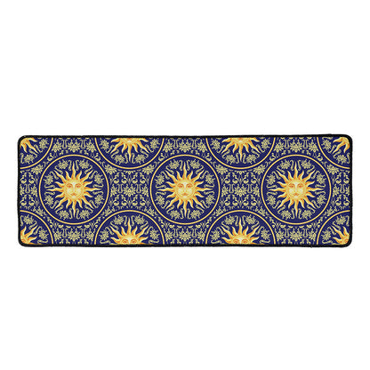 Blue And Gold Celestial Pattern Print Long Kitchen Mat