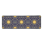 Blue And Gold Celestial Pattern Print Long Kitchen Mat