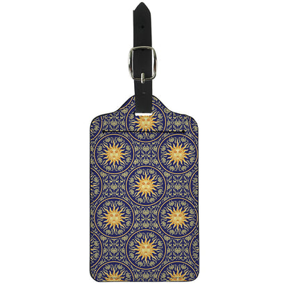 Blue And Gold Celestial Pattern Print Luggage Tag