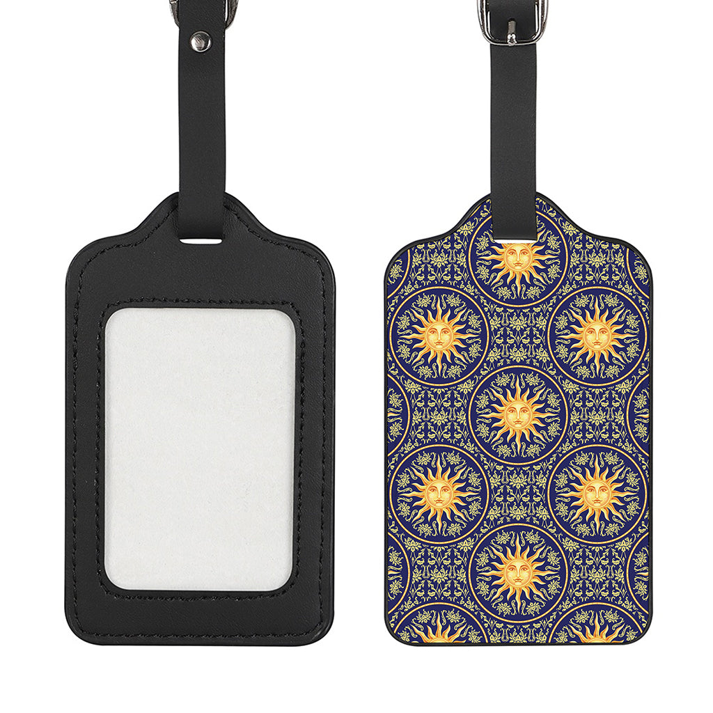 Blue And Gold Celestial Pattern Print Luggage Tag