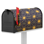 Blue And Gold Celestial Pattern Print Mailbox Cover