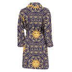 Blue And Gold Celestial Pattern Print Men's Bathrobe