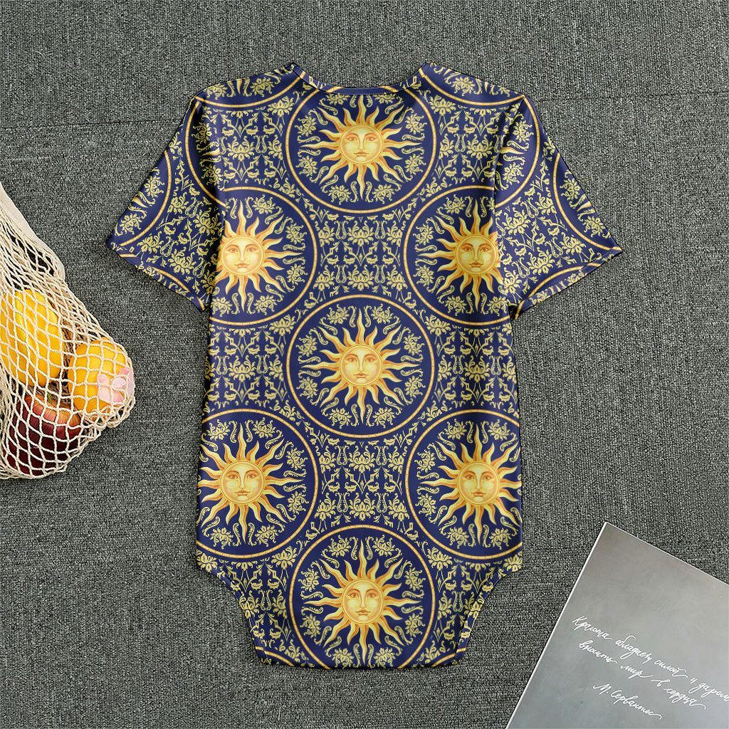 Blue And Gold Celestial Pattern Print Men's Bodysuit