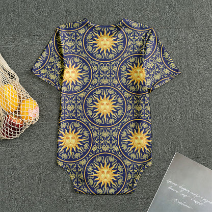 Blue And Gold Celestial Pattern Print Men's Bodysuit