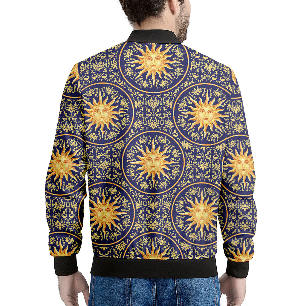 Blue And Gold Celestial Pattern Print Men's Bomber Jacket