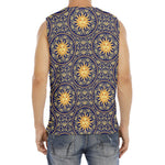 Blue And Gold Celestial Pattern Print Men's Fitness Tank Top