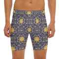 Blue And Gold Celestial Pattern Print Men's Long Boxer Briefs