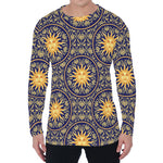 Blue And Gold Celestial Pattern Print Men's Long Sleeve T-Shirt