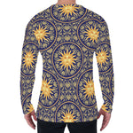 Blue And Gold Celestial Pattern Print Men's Long Sleeve T-Shirt