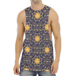 Blue And Gold Celestial Pattern Print Men's Muscle Tank Top