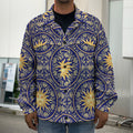 Blue And Gold Celestial Pattern Print Men's Shirt Jacket