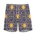 Blue And Gold Celestial Pattern Print Men's Athletic Shorts
