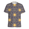 Blue And Gold Celestial Pattern Print Men's Athletic T-Shirt