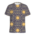 Blue And Gold Celestial Pattern Print Men's Sports T-Shirt