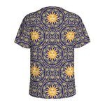 Blue And Gold Celestial Pattern Print Men's Sports T-Shirt