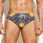 Blue And Gold Celestial Pattern Print Men's Swim Briefs