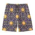 Blue And Gold Celestial Pattern Print Men's Swim Trunks