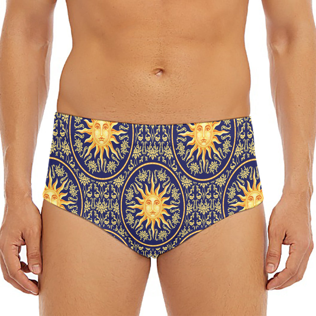 Blue And Gold Celestial Pattern Print Men's Triangle Swim Briefs