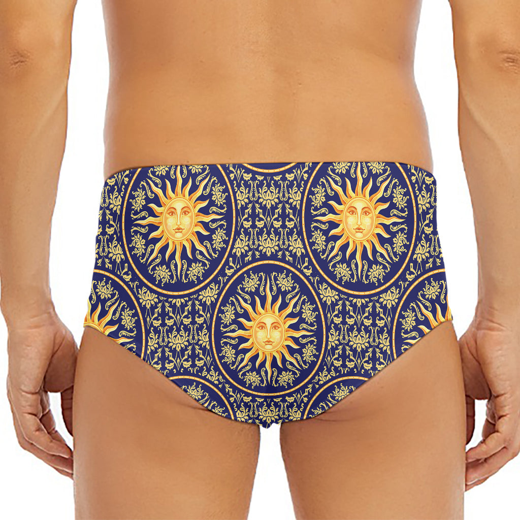 Blue And Gold Celestial Pattern Print Men's Triangle Swim Briefs