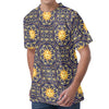 Blue And Gold Celestial Pattern Print Men's Velvet T-Shirt