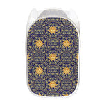 Blue And Gold Celestial Pattern Print Mesh Laundry Hamper