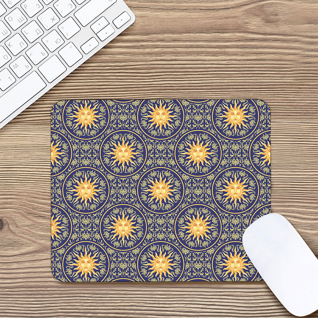 Blue And Gold Celestial Pattern Print Mouse Pad
