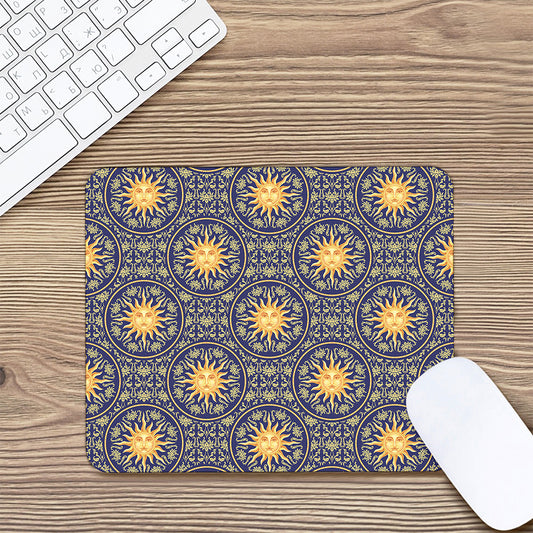 Blue And Gold Celestial Pattern Print Mouse Pad