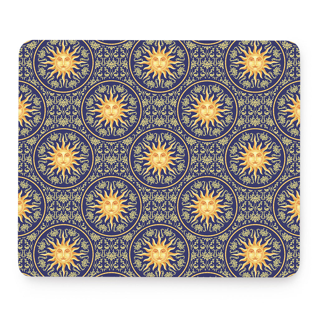 Blue And Gold Celestial Pattern Print Mouse Pad