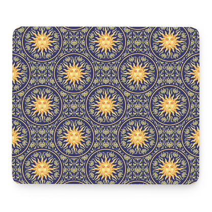 Blue And Gold Celestial Pattern Print Mouse Pad