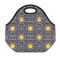 Blue And Gold Celestial Pattern Print Neoprene Lunch Bag