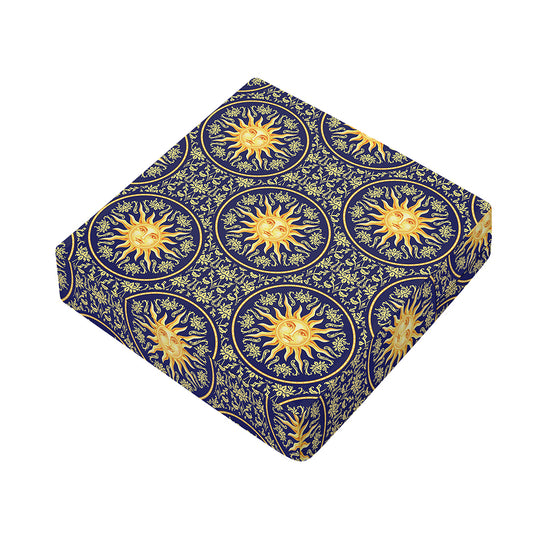 Blue And Gold Celestial Pattern Print Outdoor Seat Cushion Cover