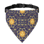 Blue And Gold Celestial Pattern Print Over The Collar Dog Bandana