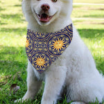 Blue And Gold Celestial Pattern Print Over The Collar Dog Bandana