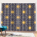 Blue And Gold Celestial Pattern Print Pencil Pleat Curtains