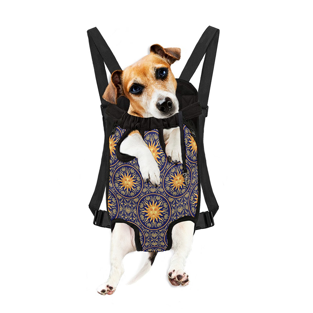 Blue And Gold Celestial Pattern Print Pet Carrier Backpack