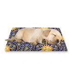 Blue And Gold Celestial Pattern Print Pet Cooling Mat Cover