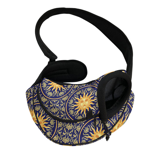 Blue And Gold Celestial Pattern Print Pet Sling Carrier