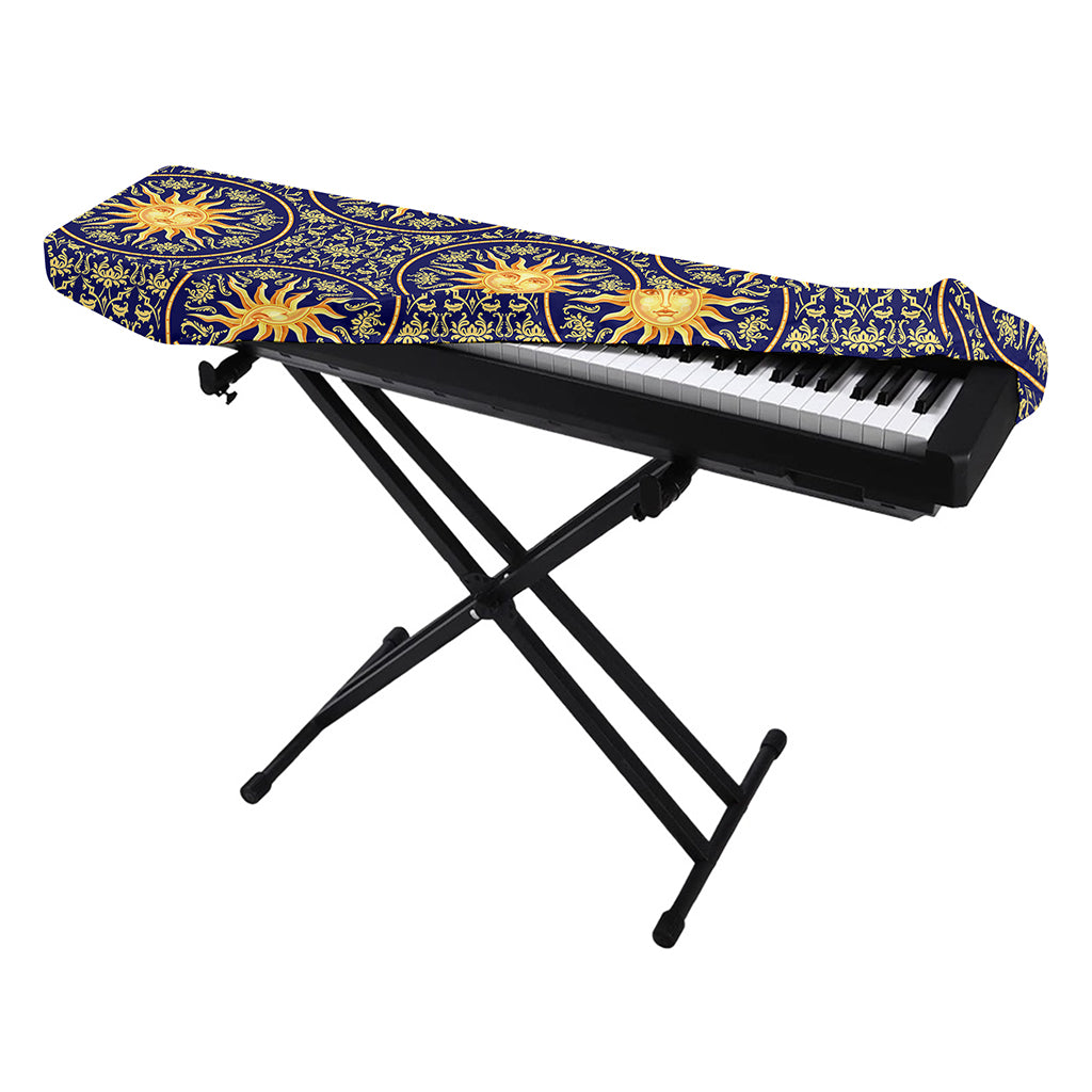 Blue And Gold Celestial Pattern Print Piano Keyboard Cover