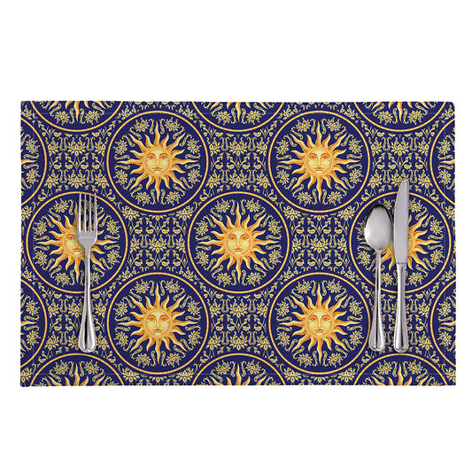 Blue And Gold Celestial Pattern Print Placemat