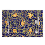 Blue And Gold Celestial Pattern Print Placemat