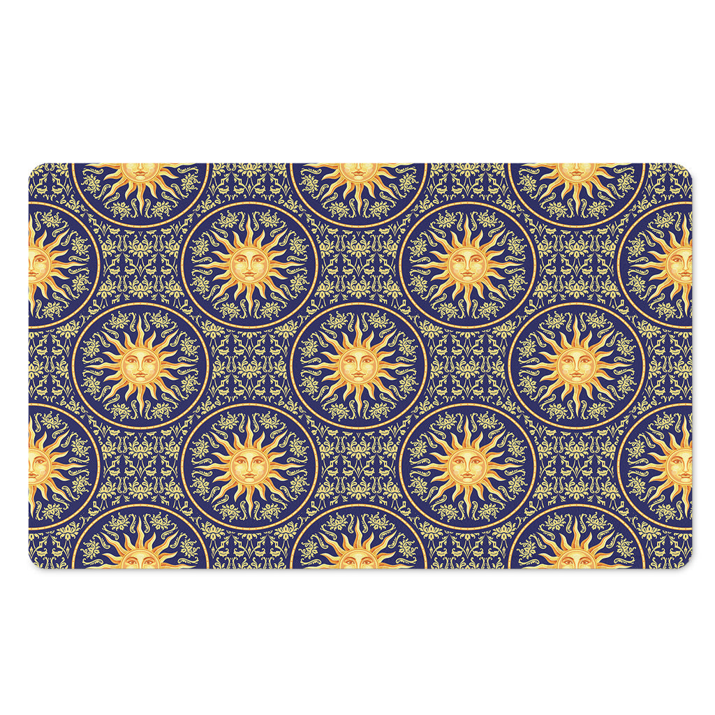 Blue And Gold Celestial Pattern Print Polyester Doormat