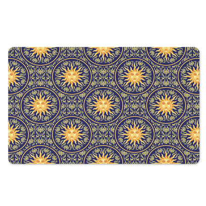 Blue And Gold Celestial Pattern Print Polyester Doormat