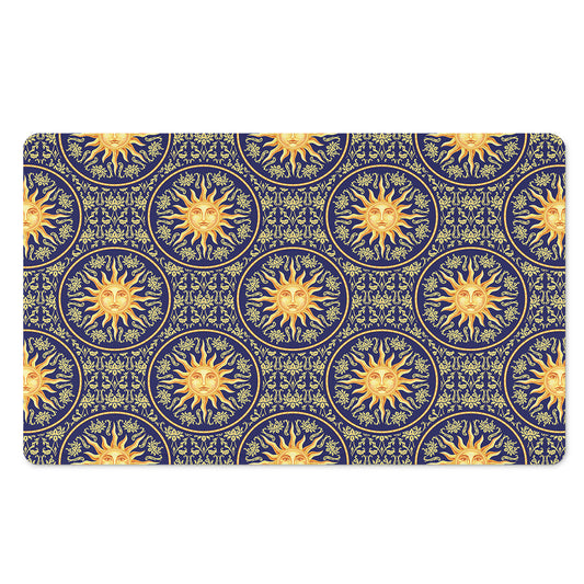 Blue And Gold Celestial Pattern Print Polyester Doormat