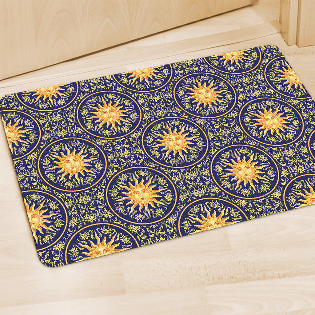 Blue And Gold Celestial Pattern Print Polyester Doormat