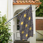 Blue And Gold Celestial Pattern Print Polyester Flag