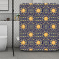 Blue And Gold Celestial Pattern Print Polyester Shower Curtain