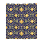 Blue And Gold Celestial Pattern Print Polyester Shower Curtain