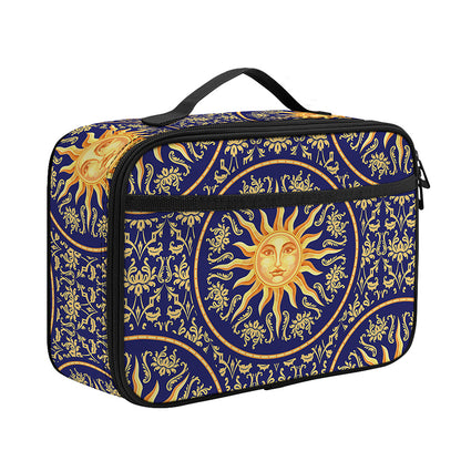 Blue And Gold Celestial Pattern Print Portable Lunch Bag