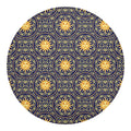 Blue And Gold Celestial Pattern Print Round Blanket