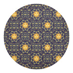Blue And Gold Celestial Pattern Print Round Blanket